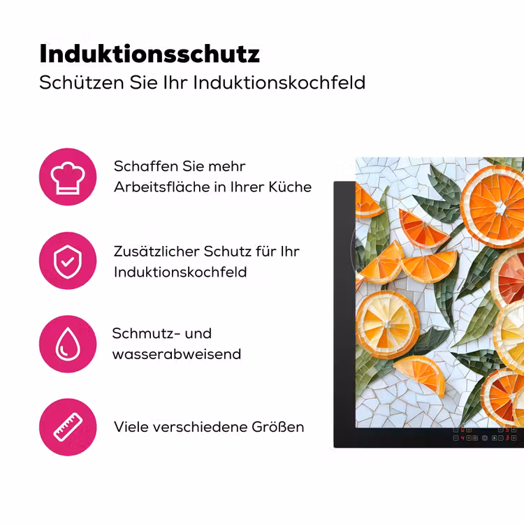 Schijfjes - Fruit - Oranje - Mozaïek Inductie beschermer vinyl 3mm klein -zzzzzzz-lf-ups
