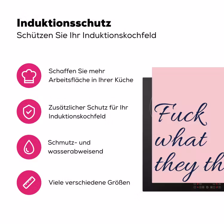 Fuck what they think - Roze - Minimalistisch Inductie beschermer vinyl 3mm klein -zzzzzzz-lf-ups