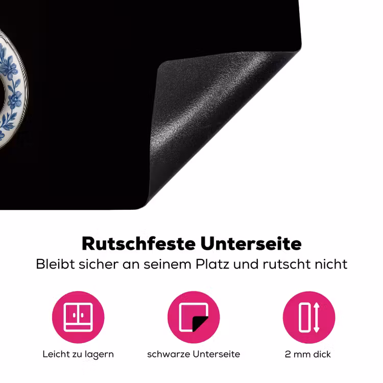 Schaar - Delfts blauw - Zwart Inductie beschermer vinyl 3mm klein -zzzzzzz-lf-onderkant
