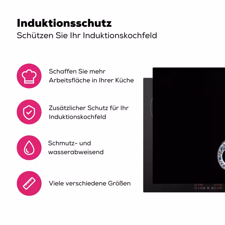 Schaar - Delfts blauw - Zwart Inductie beschermer vinyl 3mm klein -zzzzzzz-lf-ups