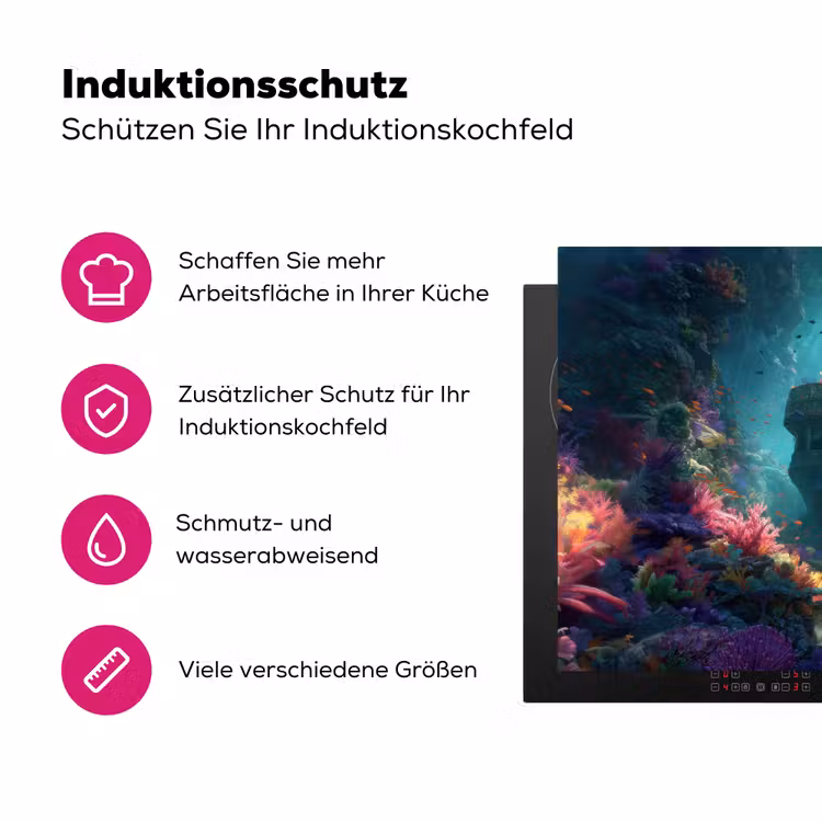 Schip - Hout - Koraalriffen - Zonlicht Inductie beschermer vinyl 3mm klein -zzzzzzz-lf-ups