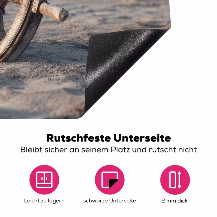 Scheepsstuur - Hout - Bruin - Zand Inductie beschermer vinyl 3mm klein -zzzzzzz-lf-onderkant
