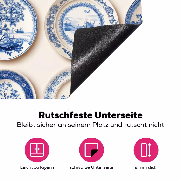 Borden - Bomen - Planten - Blauw Inductie beschermer vinyl 3mm klein 276 -zzzzzzz-lf-onderkant