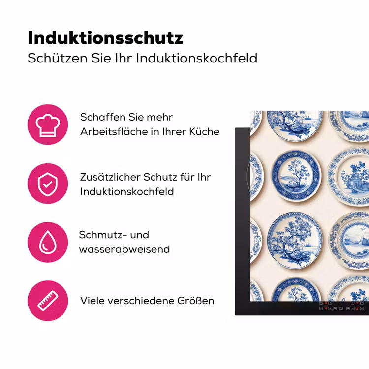 Borden - Bomen - Planten - Blauw Inductie beschermer vinyl 3mm klein 276 -zzzzzzz-lf-ups
