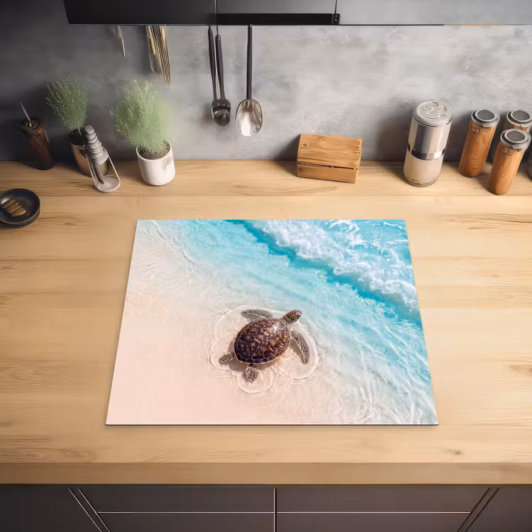 Schildpad - Helder water - Strand - Dieren - Natuur Inductie beschermer vinyl 3mm middel -sfeer5