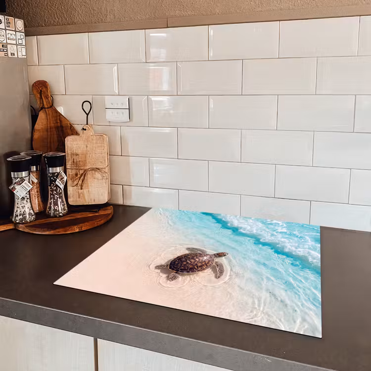Schildpad - Helder water - Strand - Dieren - Natuur Inductie beschermer vinyl 3mm middel -sfeer3