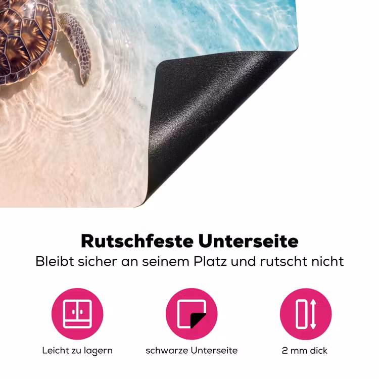 Schildpad - Helder water - Strand - Dieren - Natuur Inductie beschermer vinyl 3mm middel -zzzzzzz-lf-onderkant