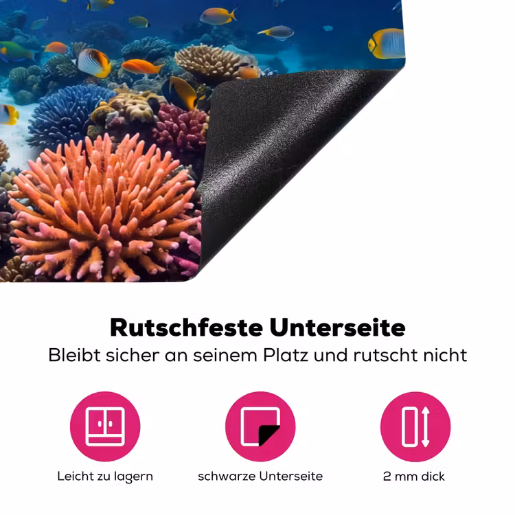 Schildpad - Koraalrif - Oceaan - Dieren - Blauw Inductie beschermer vinyl 3mm klein -zzzzzzz-lf-onderkant