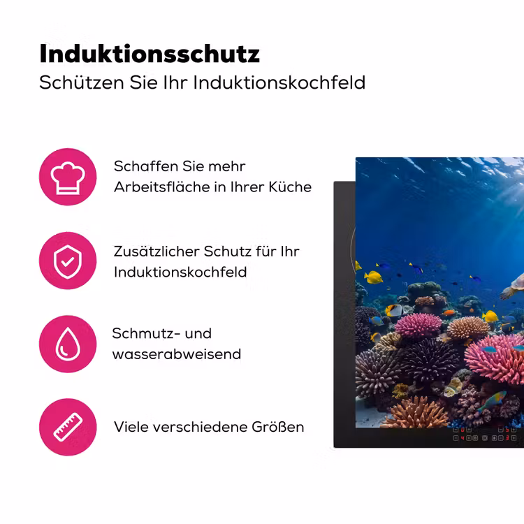 Schildpad - Koraalrif - Oceaan - Dieren - Blauw Inductie beschermer vinyl 3mm klein -zzzzzzz-lf-ups