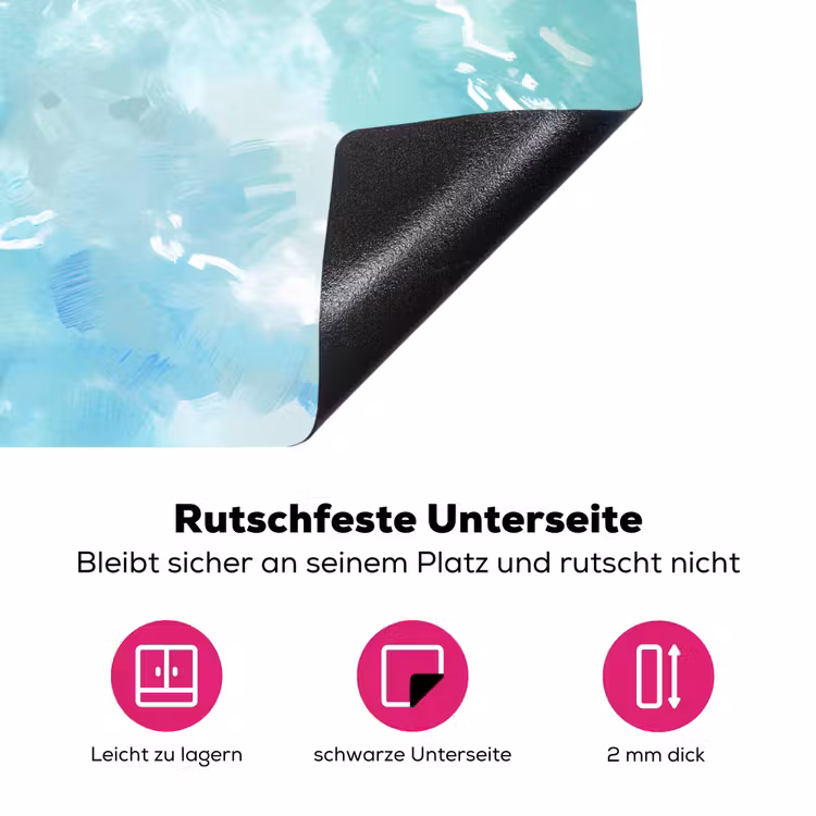 Schildpad - Zee - Blauw - Schittering Inductie beschermer vinyl 3mm klein -zzzzzzz-lf-onderkant