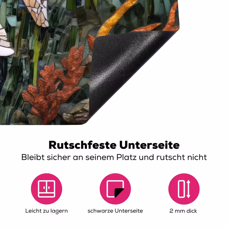 Schildpad - Zeewier - Mozaïek Inductie beschermer vinyl 3mm klein -zzzzzzz-lf-onderkant