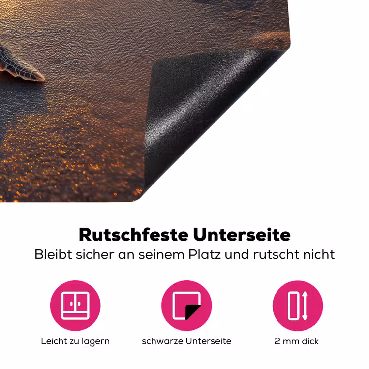 Schildpad - strand - Zonsondergang Inductie beschermer vinyl 3mm klein -zzzzzzz-lf-onderkant
