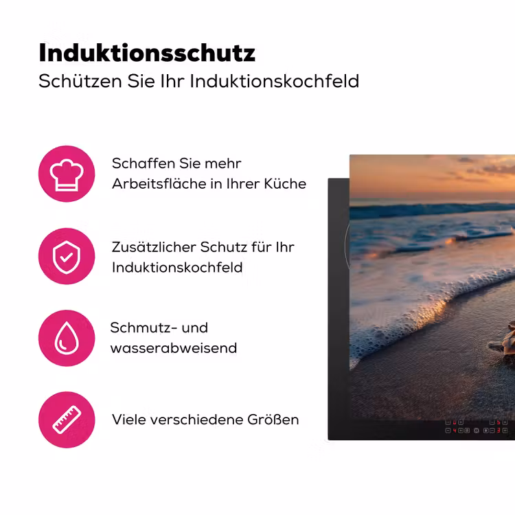 Schildpad - strand - Zonsondergang Inductie beschermer vinyl 3mm klein -zzzzzzz-lf-ups