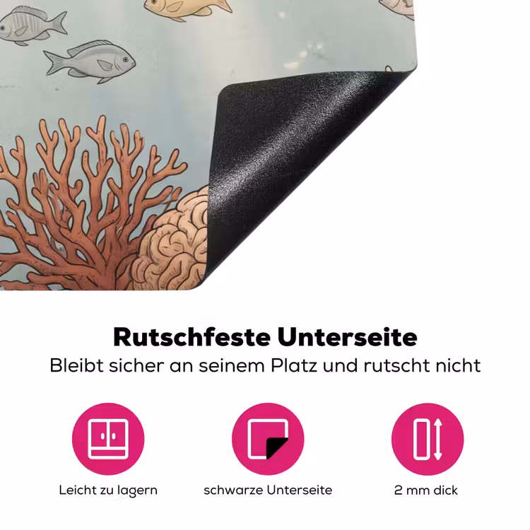 Schildpad - Onderwater - Natuur - Illustratie Inductie beschermer vinyl 3mm klein -zzzzzzz-lf-onderkant