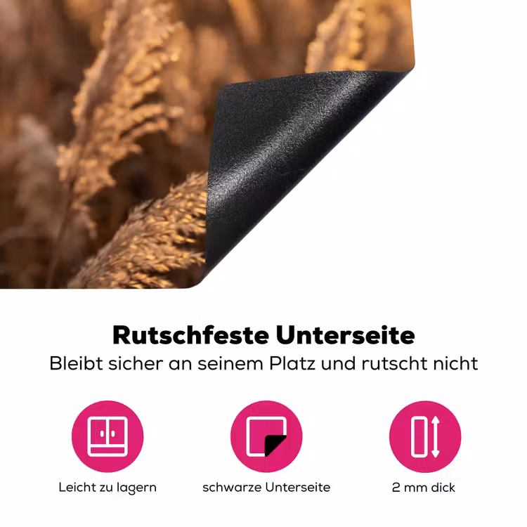 Rietpluimen - Gras - Zonsondergang - Goud - Serene Inductie beschermer vinyl 3mm klein -zzzzzzz-lf-onderkant