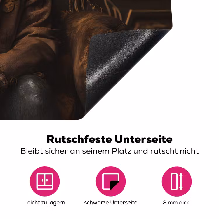 Chimpansee - Stoel - Pak - Bruin Inductie beschermer vinyl 3mm klein -zzzzzzz-lf-onderkant