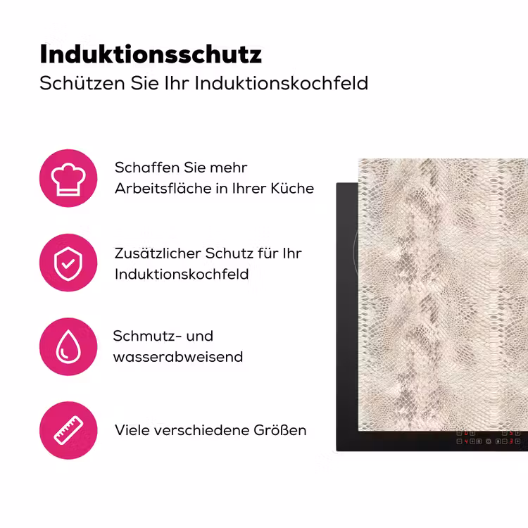 Slang - Patroon - Beige Inductie beschermer vinyl 3mm klein 276 -zzzzzzz-lf-ups