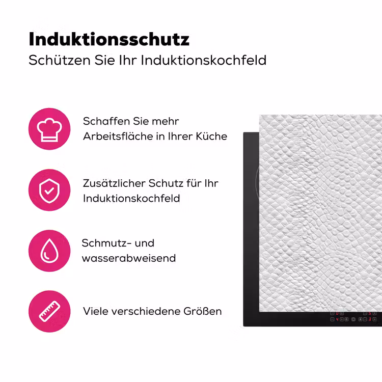 Slang - Patroon - Wit Inductie beschermer vinyl 3mm klein 276 -zzzzzzz-lf-ups