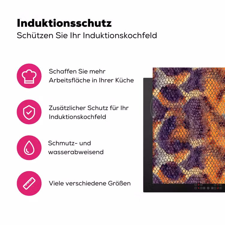 Slang - Schubben - Kleurrijk Inductie beschermer vinyl 3mm klein 276 -zzzzzzz-lf-ups