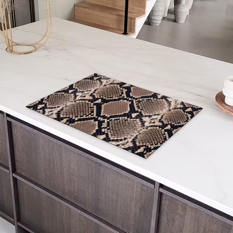Slangenprint - Python - Bruin Inductie beschermer vinyl 3mm klein -sfeer8