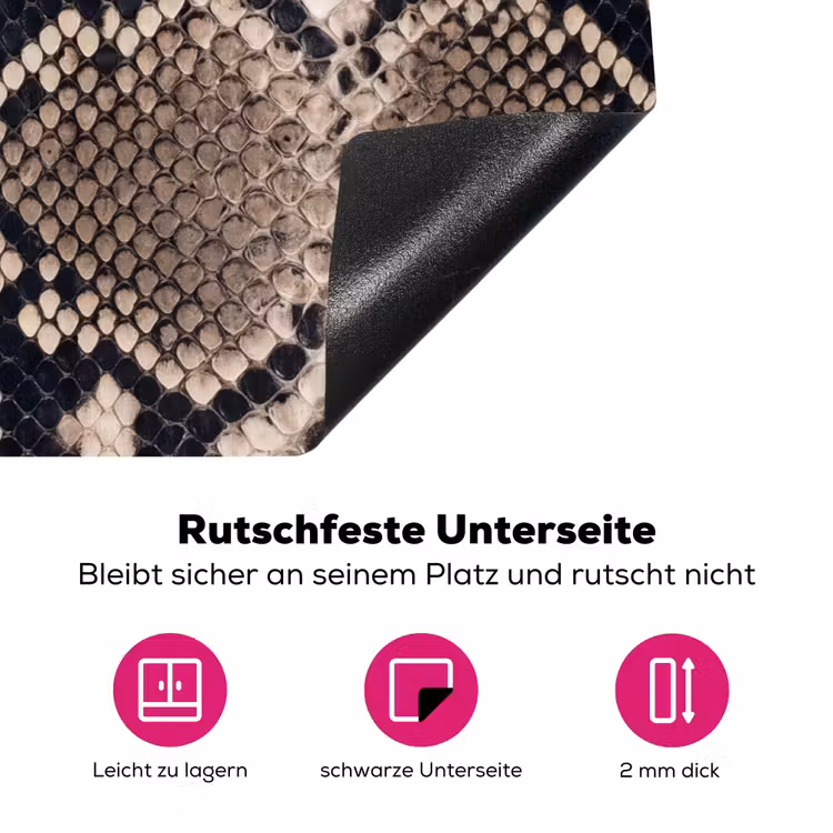 Slangenprint - Python - Bruin Inductie beschermer vinyl 3mm klein -zzzzzzz-lf-onderkant