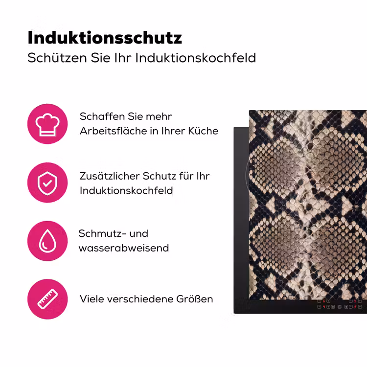 Slangenprint - Python - Bruin Inductie beschermer vinyl 3mm klein -zzzzzzz-lf-ups
