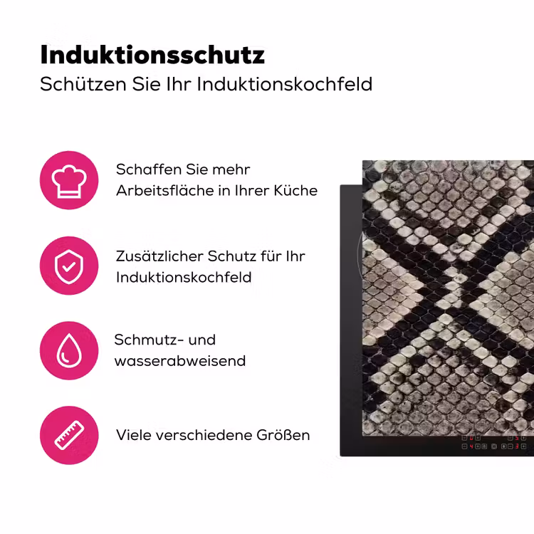Slangenleer - Patroon - Beige Inductie beschermer vinyl 3mm klein -zzzzzzz-lf-ups