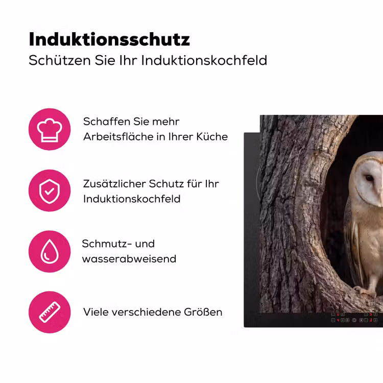 Kerkuil - Boom - Natuur - Bruin Inductie beschermer vinyl 3mm klein -zzzzzzz-lf-ups