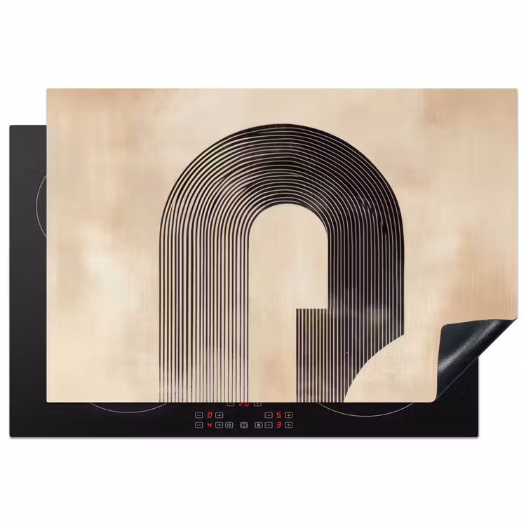 Boog -  Strepen - Minimalistisch - Zwart Inductie beschermer vinyl 3mm klein -3d