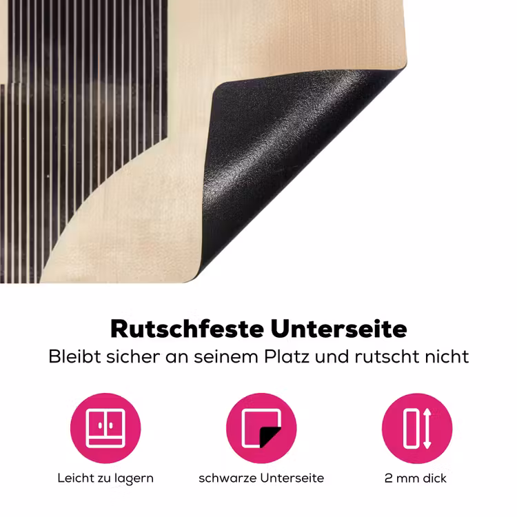Boog -  Strepen - Minimalistisch - Zwart Inductie beschermer vinyl 3mm klein -zzzzzzz-lf-onderkant