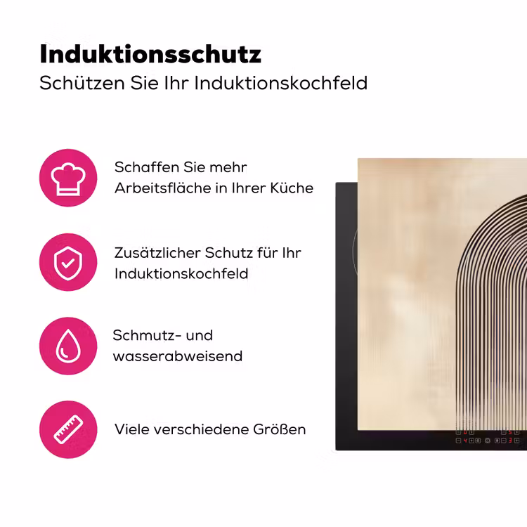 Boog -  Strepen - Minimalistisch - Zwart Inductie beschermer vinyl 3mm klein -zzzzzzz-lf-ups