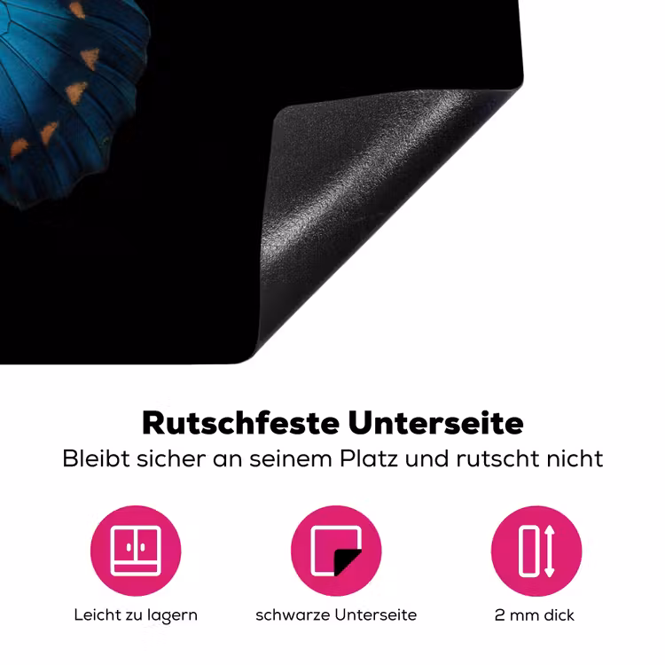 Vlinder - Blauw - Contrast Inductie beschermer vinyl 3mm klein -zzzzzzz-lf-onderkant