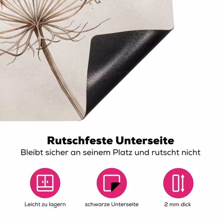 Vlinder - Bloem -Natuur - Beige Inductie beschermer vinyl 3mm klein -zzzzzzz-lf-onderkant