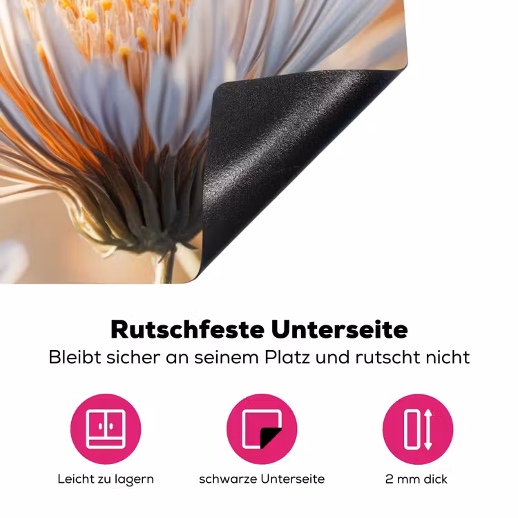 Vlinder - Bloem - Oranje Inductie beschermer vinyl 3mm klein -zzzzzzz-lf-onderkant