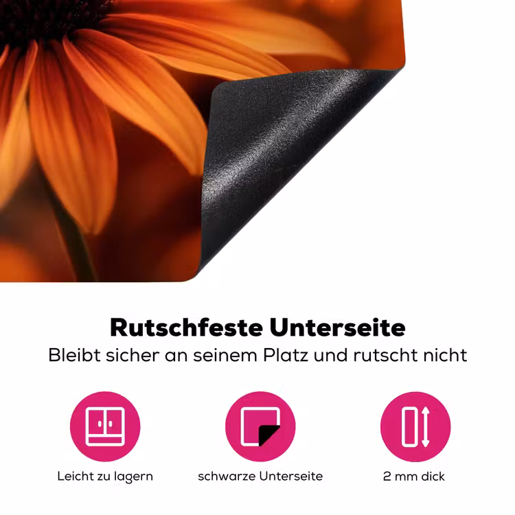 Vlinder - Bloemen - Oranje Inductie beschermer vinyl 3mm klein -zzzzzzz-lf-onderkant