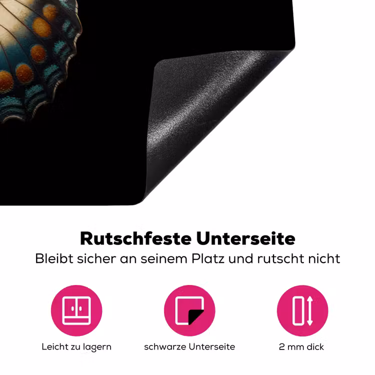 Vlinder - Kleurrijk - mozaïekachtig Inductie beschermer vinyl 3mm klein -zzzzzzz-lf-onderkant