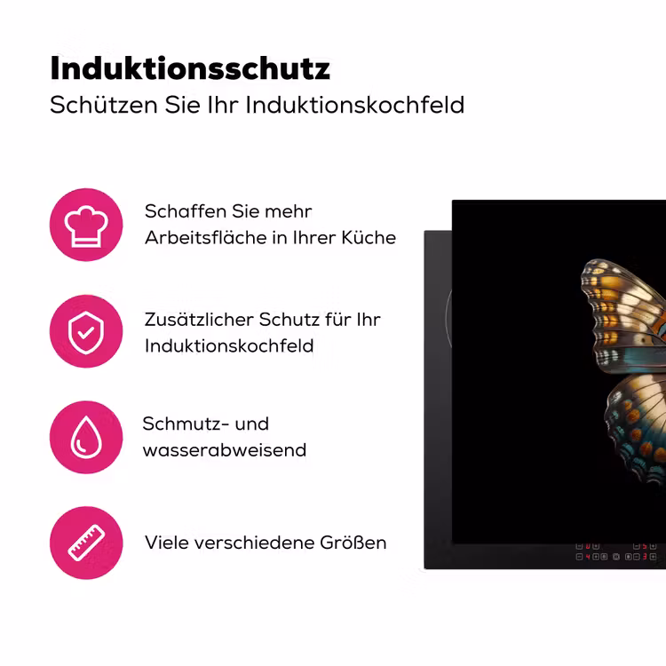 Vlinder - Kleurrijk - mozaïekachtig Inductie beschermer vinyl 3mm klein -zzzzzzz-lf-ups