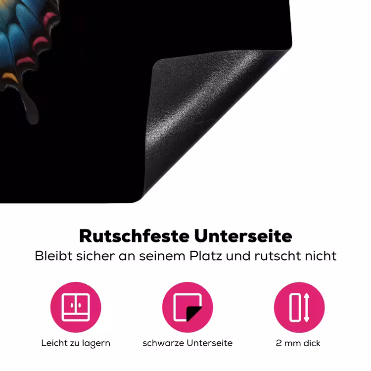 Vlinder - Kleurrijk - Speels Inductie beschermer vinyl 3mm klein -zzzzzzz-lf-onderkant