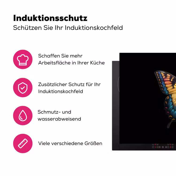 Vlinder - Kleurrijk - Speels Inductie beschermer vinyl 3mm klein -zzzzzzz-lf-ups
