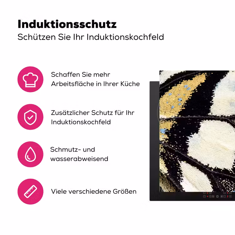 Vlinder - Vleugel - Geel Inductie beschermer vinyl 3mm klein -zzzzzzz-lf-ups
