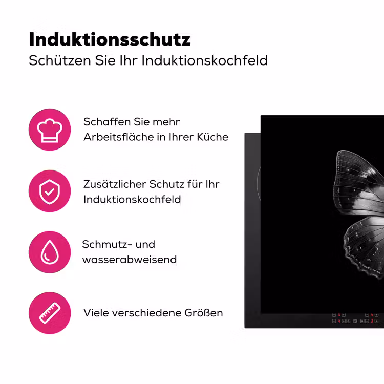 Vlinder - Grijs - Mysterieus Inductie beschermer vinyl 3mm klein -zzzzzzz-lf-ups