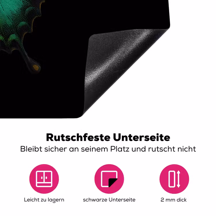 Vlinder - Groen - Opvallend Inductie beschermer vinyl 3mm klein -zzzzzzz-lf-onderkant