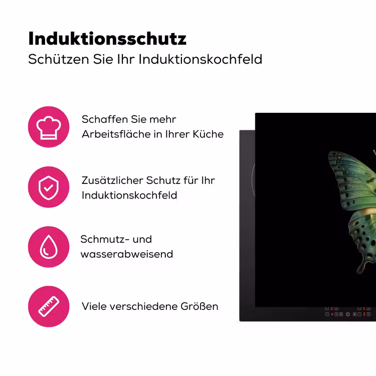 Vlinder - Groen - Diepte Inductie beschermer vinyl 3mm klein -zzzzzzz-lf-ups