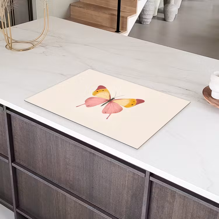 Vlinder - Illustratie - Roze Inductie beschermer vinyl 3mm klein -sfeer8