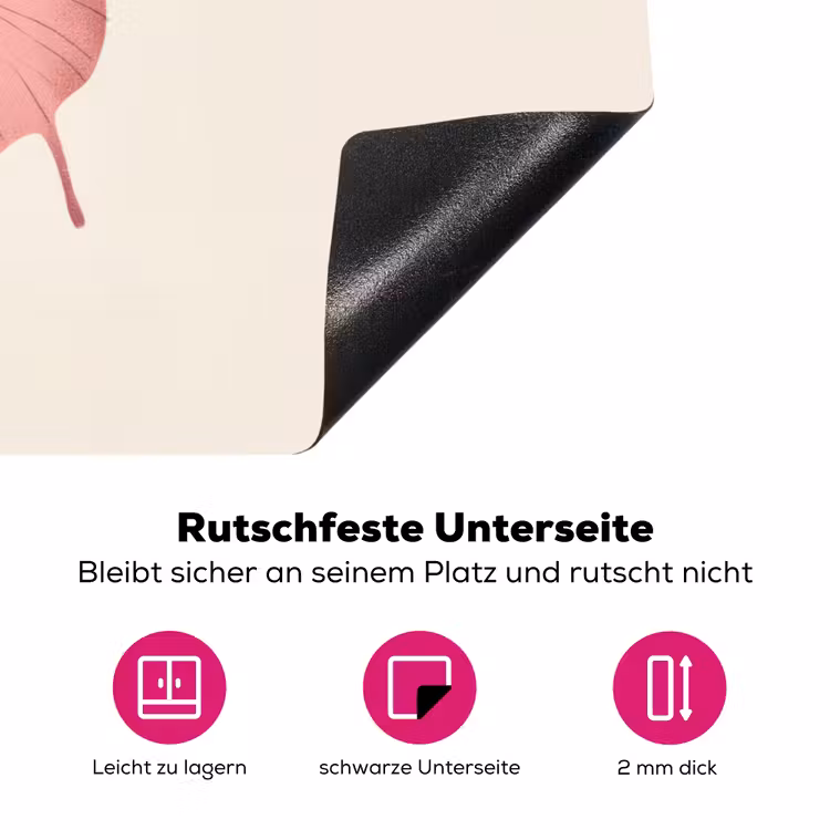 Vlinder - Illustratie - Roze Inductie beschermer vinyl 3mm klein -zzzzzzz-lf-onderkant
