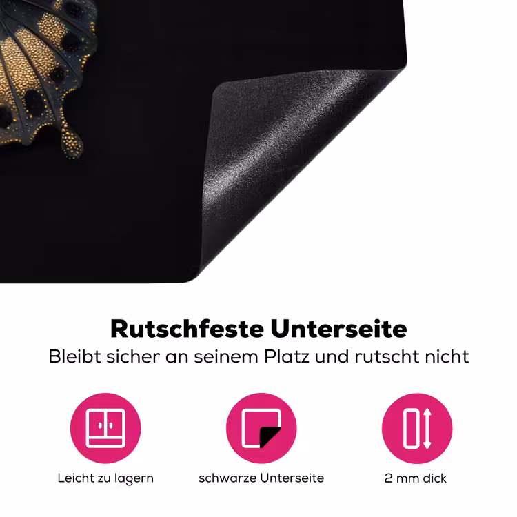 Vlinder - Metaalachtig - Geometrisch patroon Inductie beschermer vinyl 3mm klein -zzzzzzz-lf-onderkant