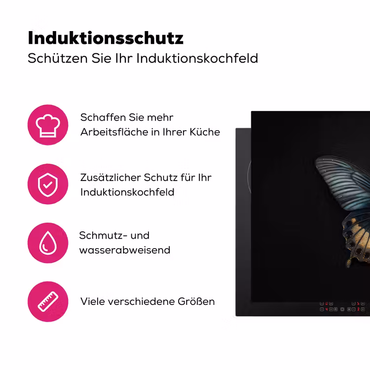 Vlinder - Metaalachtig - Geometrisch patroon Inductie beschermer vinyl 3mm klein -zzzzzzz-lf-ups