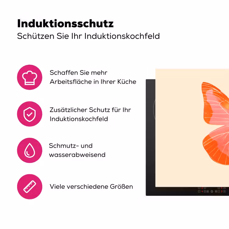 Vlinder - Minimalistisch - Roze Inductie beschermer vinyl 3mm klein -zzzzzzz-lf-ups