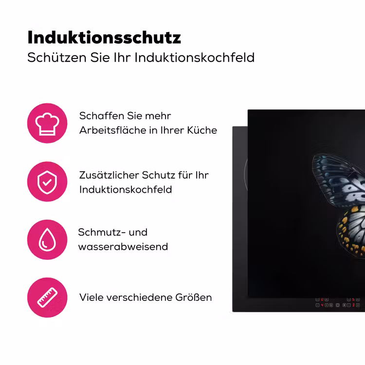 Vlinder - Monochroom - Balans Inductie beschermer vinyl 3mm klein -zzzzzzz-lf-ups