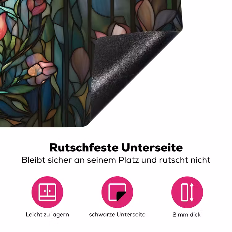 Vlinder - Roze - Bloemen - Bladeren Inductie beschermer vinyl 3mm klein -zzzzzzz-lf-onderkant